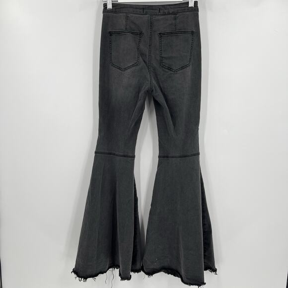 Free People Just Float On Super Flare Stretch Jeans Washed Black Women’s Size 26 - Picture 7 of 12